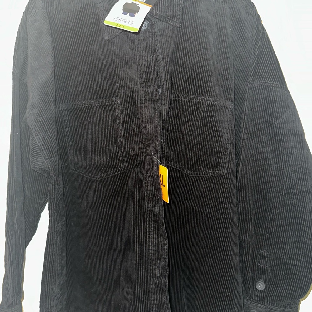 Black Corduroy Button-Up Shirt